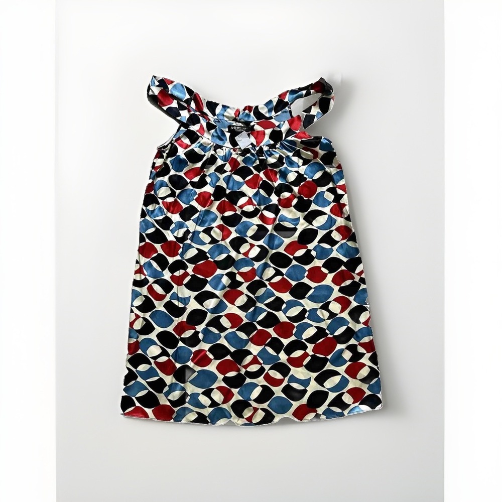 ABS Allen Schwartz Geometric Slip Dress Red White Blue Patriotic Preppy Womens S